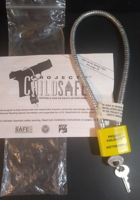 NOS Project Childsafe Silver Cable Gun Lock with 2 Keys & 15 Page Booklet