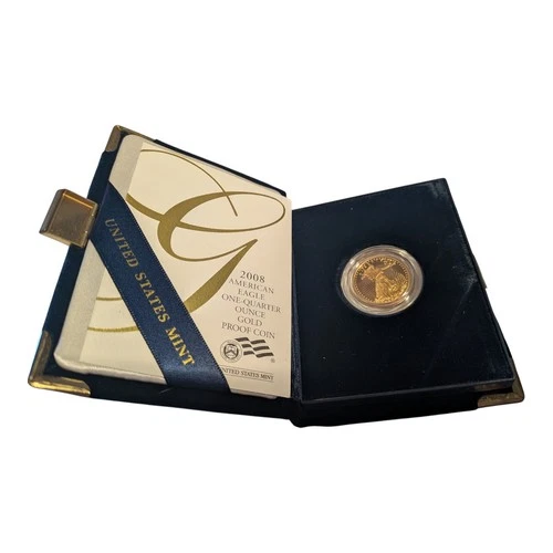 United States Mint American Eagle 2008 1/4 oz Gold Proof Coin Capsule w COA IOB