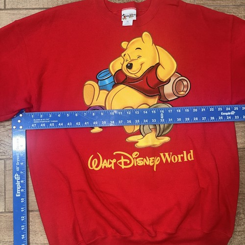 Vintage 90s Winnie the Pooh Bear Walt Disney World Red XXL Crew Neck Sweatshirt - Picture 9 of 11