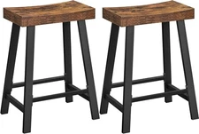 VASAGLE Bar Stools, Set of 2 Chairs, Kitchen 23.6"H, Rustic Brown 