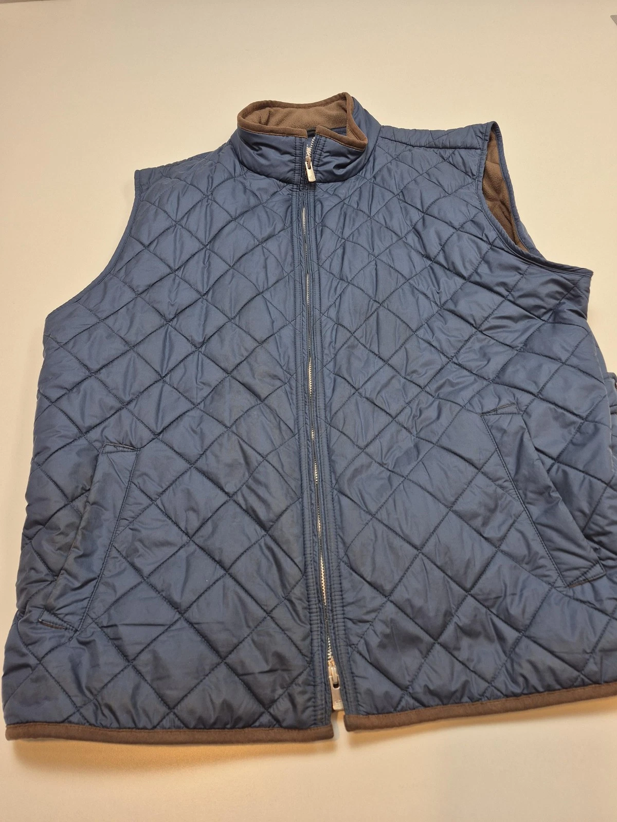 Peter Millar Vest Mens XL Blue Quilted Full Zip Fleece Lined Outdoor Casual