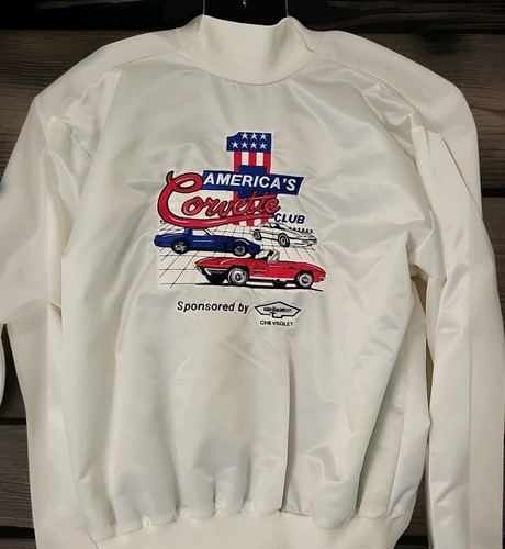 Vtg America#1 Corvette Club Satin Windbreaker Jacket Full Zip L-36" Used - Picture 11 of 11