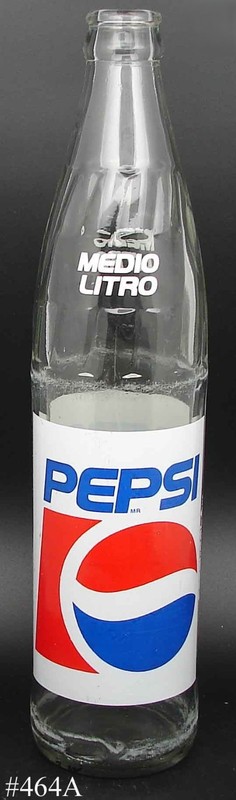 Pepsi; 3-color ACL Medio Litro returnable glass soda pop bottle