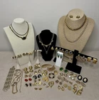 VTG Signed Gold Tone Jewelry Lot Trifari Monet Napier Erwin Pearl AK More 57 Pcs