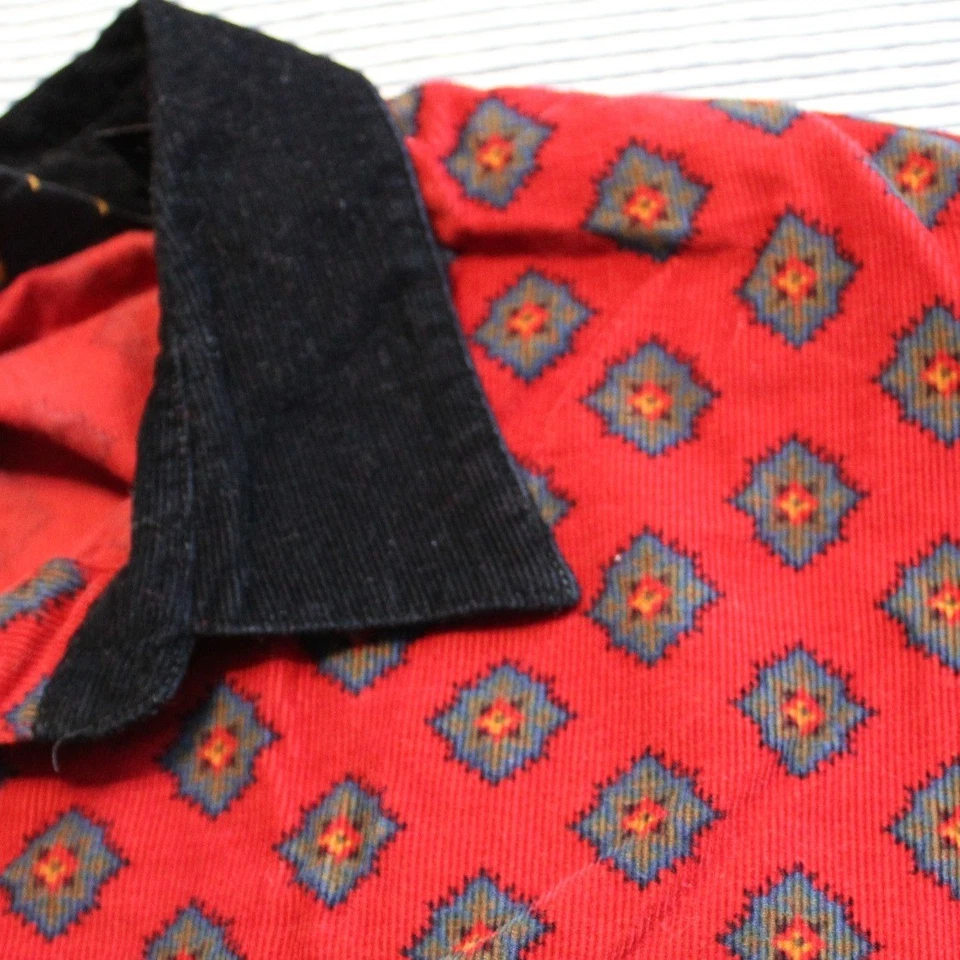 Maxi Vestido Eddie Bauer Vintage Años 80 Pequeño Rojo Pana Negro Cuello Botón Delantero Foto 4 de 4