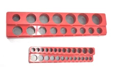 Lot of 2 Vevor Magnetic Socket Holders Red Standard SAE Drive Tool Organizers