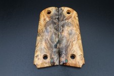 Buckeye Burl W Opal Inlay Stabilized Wood Standard 1911 Grips Full Size