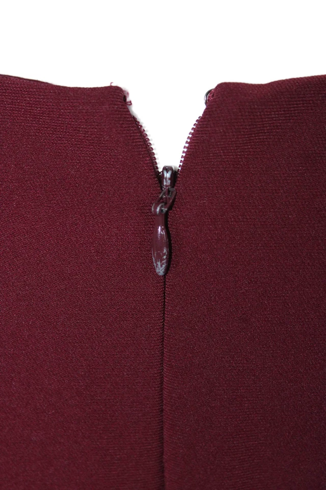 Parker Womens Burgundy Drape Detail Sleeveless Shift Dress Size 4 LL19LL - Image 4 of 4