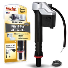 Korky QuietFILL Platinum Toilet Fill Universal to Fit 99 of Toilets, Black