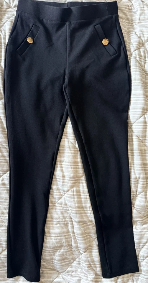ZARA Women’s Black Ankle Leggings Size S Regular Solid Button Accents - Image 1 of 4