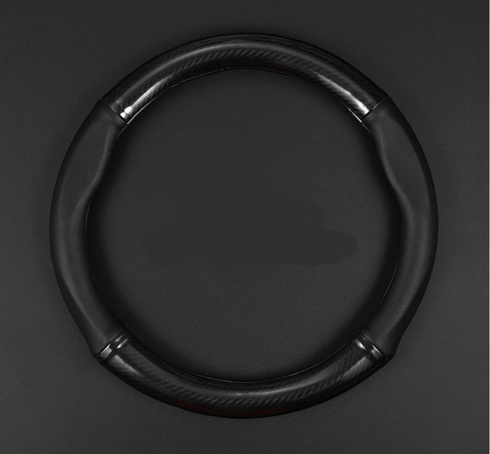 Cubierta de volante de cuero PU + fibra de carbono de 15" para Toyota 1980-2026 todos los autos Foto 2 de 4