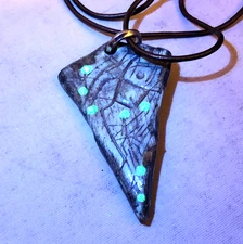 Hand stamped alien tech necklace glows pvc plastic sci-fi cyberpunk jewelry art