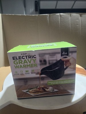 Eco+Chef 2 Cup Black Ceramic Electric Gravy Boat Drip-less Spout Dishwasher Safe