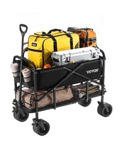 VEVOR Chariot de Jardin Transport Pliable Robuste 2 Niveaux 300 L 204,12 kg Noir