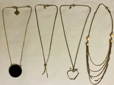 Lot 4 Signed Vintage Estate Gold Tone Necklaces Pendants Fornash Emmons SarCov