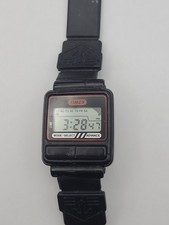Vintage Timex Digital Watch Men Black Plastic Case FOR PARTS OR REPAIR 