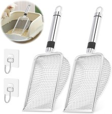 AccEncyc Cat Litter Scoop: 2PCS Stainless Steel Shovels with Self-Adhesive Hooks