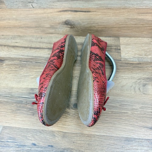 Talbots Red and Black Snake Print Round Toe Flat with Bows Size 7.5 - Picture 4 of 8