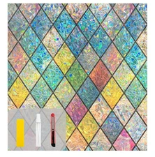 Static Cling Window Privacy Film Rainbow Stained Glass Adhesive-Free 35.4×78.7in