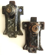 Matching ANTIQUE Victorian Cast Iron & Brass CABNET DOOR SPRING LATCHES (2)