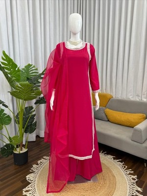 Designer Indian Pakistani top plazzo Bollywood Dress Party Wear Suit wedding