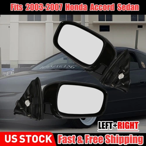 2xBlack Power Side View Mirror Left/Right Pair Set For Honda Accord 4 Door Sedan