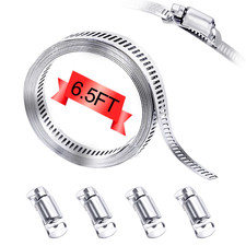 304 Stainless Steel Hose Clamp Assortment Kit,Diy 6.5FT Metal Strap + 4 Stronger