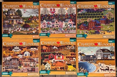 Lot of 6 Charles Wysocki 1000 pc Puzzles Buffalo Games
