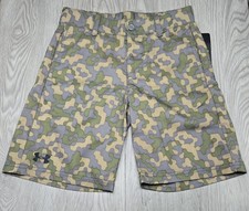 Under Armour Shorts YSM Camo Green Adjustable Waist Boys NWT