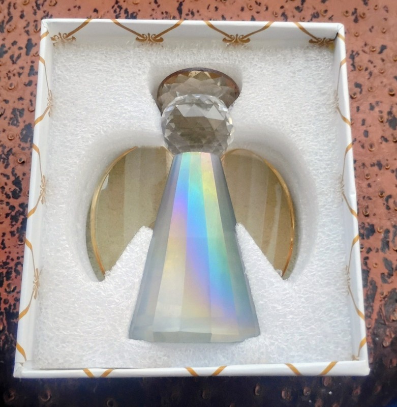 Simon Designs Crystal Iridescent Angel w/Amber Wings NIB SDANGELW