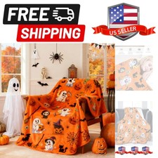 Halloween Throw Blanket 60" x 50" - Soft Flannel Ghost Blanket, Cozy Plush fo...