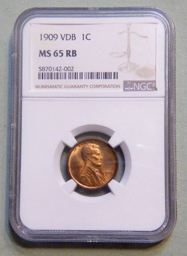 1909 VDB United States Lincoln Wheat Penny NGC Graded MS 65 RB - Lot 1631