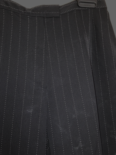 Vintage Black Pin Stripe Trousers branded Bianca size 10. Long Length. Front Zip - Picture 2 of 10