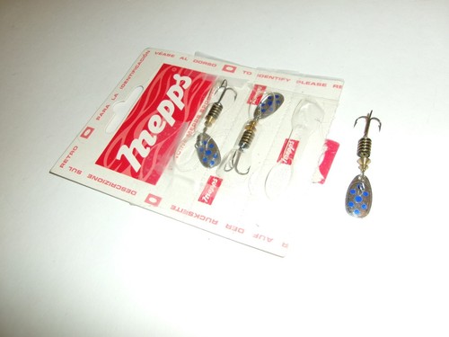 Lot of 3 Vintage Mepps No. 1 Comet Blue Spot British French Spinner Lure - NOC* - Picture 3 of 4