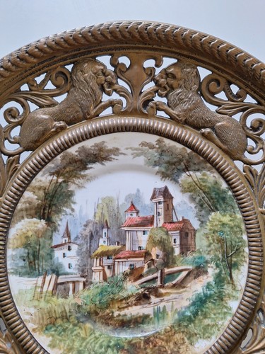 Plate Wall Plate Brass Decorative Wall Porcelain Flat Brass Fr - Photo 19 sur 20