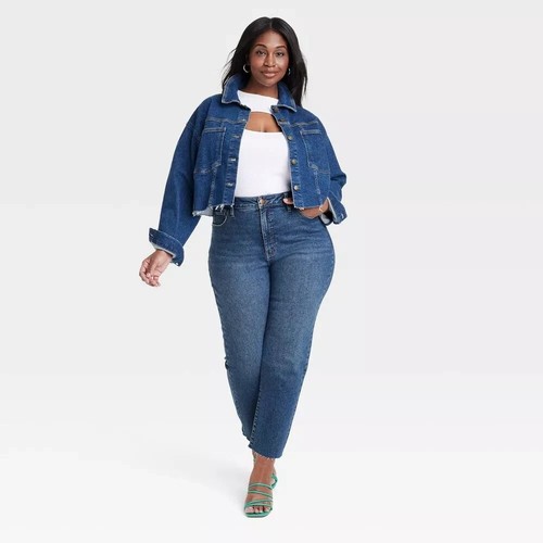 AVA & VIV Slim Straight Distressed Crop Women's Plus size 20W Raw Hem