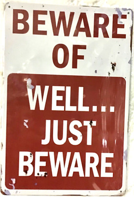 TIN SIGN 8x12 new Beware funny warning man cave office boss dogs danger harm C35