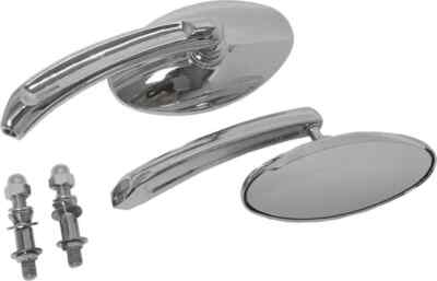 Harddrive Chrome Oval Side Mirror Set Pr for Harley Hydra Glide 55-57