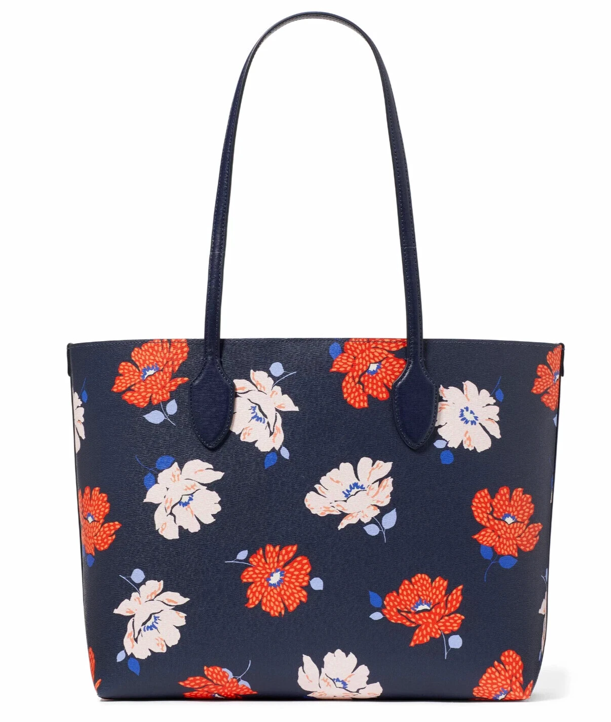 Nuova borsa Kate Spade Bleecker Dotty floreale grande saffiano tote parigina blu navy polvere