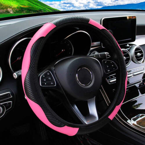 PU Carbon Fiber Leather Car Steering Wheel Cover without Inner Ring Suitable for - Picture 25 of 32