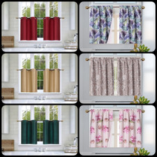 1 SET LINED LIGHT FITER SOLID WITH GROMMET FAUX SILKY WINDOW CURTAIN D24 36"L