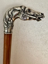 Antique Whip Horse Stick Riding Leg, Knob Crop, Flogger Sterling Silver