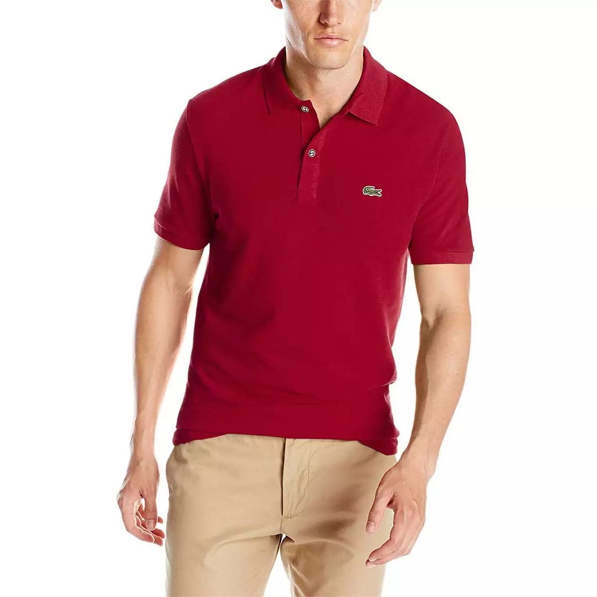 Lacoste Men Button Down Shirts Pique Slim Fit Short Bordeaux | eBay