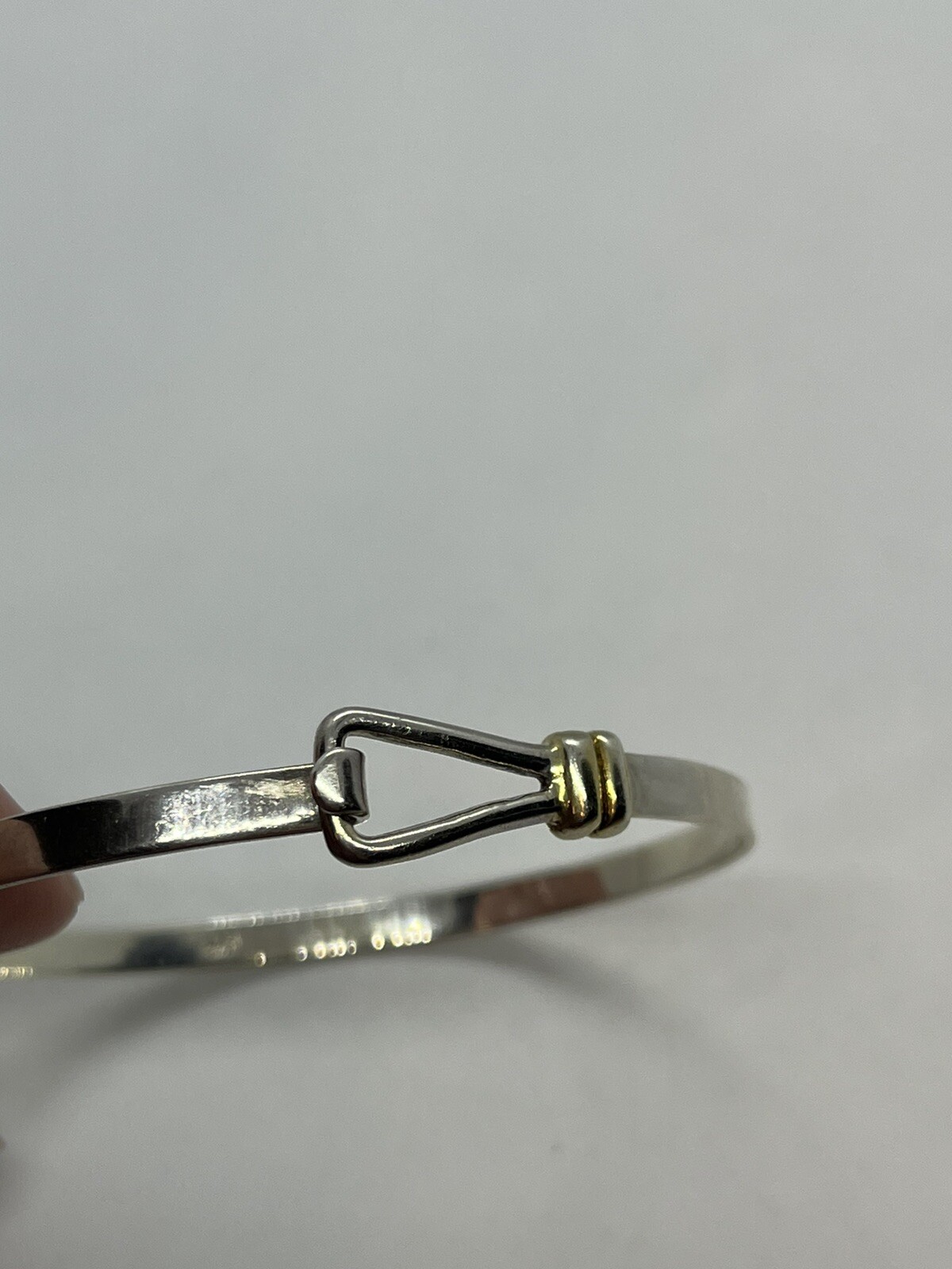 Sterling silver hook two tone bangle bracelet - image 3