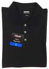 Kirkland Signature Men's Short Sleeve Pique Polo Shirt, Black, S