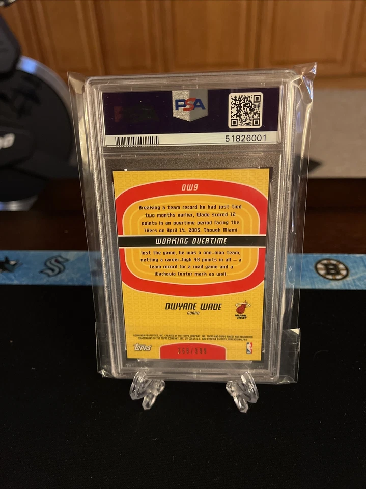 2005 Topps Finest Boxloader Dwayne Wade Moments Gold /399 PSA 10 Gem Mint Pop 3 - Image 2 of 3