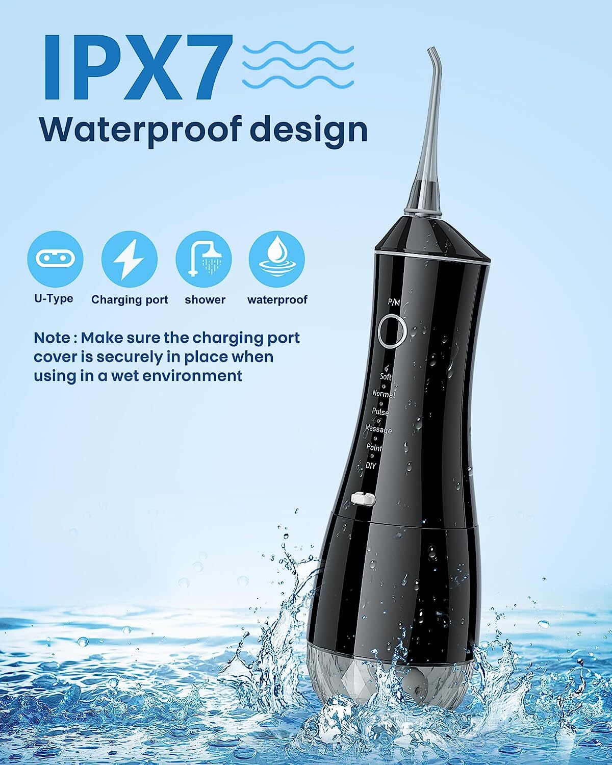 Cordless Dental Flosser for Teeth Cleaning, Rechargeable Electric Water