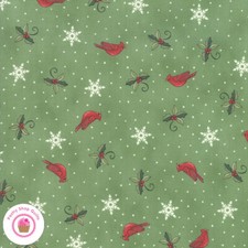 Moda HOMEGROWN 19945 14 Green Birds DEB STRAIN Quilt Fabric CHRISTMAS