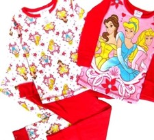 4 pc Set Size 4 DISNEY PRINCESS Girls Pajama 100 Cotton Red Pink Cinderella