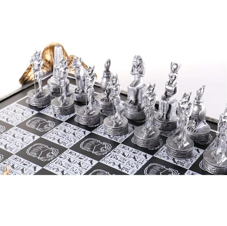 Dal Rossi Italy ANCIENT EGYPT Egyptian Chess Set on a 16" Resin and Glass Board - image 3 of 4